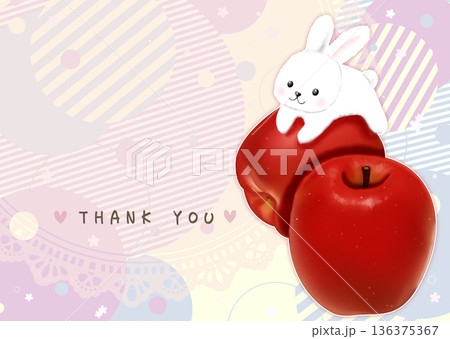 りんごとうさぎのかわいいイラストのポストカード りんごとうさぎのかわいいイラストのポストカード 136375367
