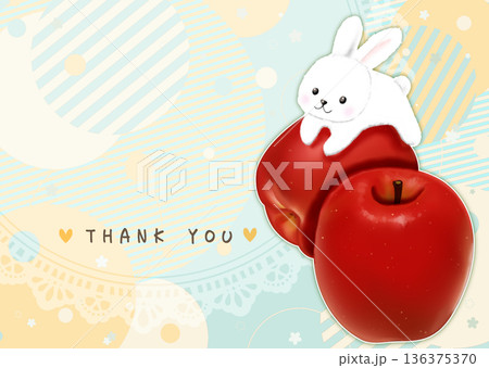 りんごとうさぎのかわいいイラストのポストカード りんごとうさぎのかわいいイラストのポストカード 136375370