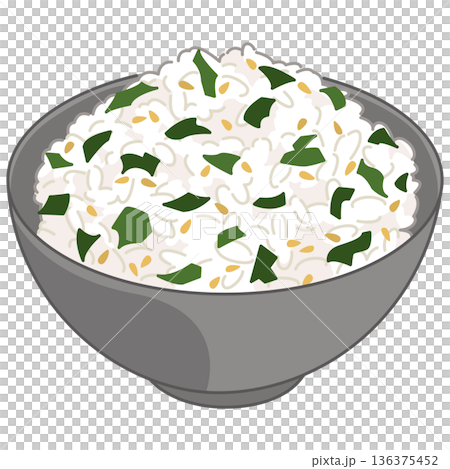 圖解：混合米飯配裙帶菜和白芝麻 136375452