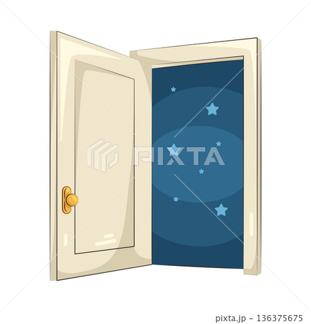 Illustration of open door Illustration of open door 136375675