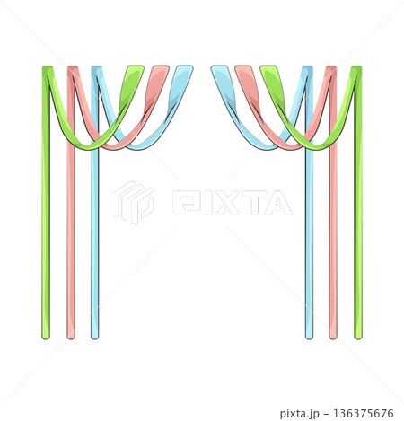 Illustration of Streamer curtains Illustration of Streamer curtains 136375676