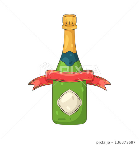 Illustration of champagne bottle 136375697