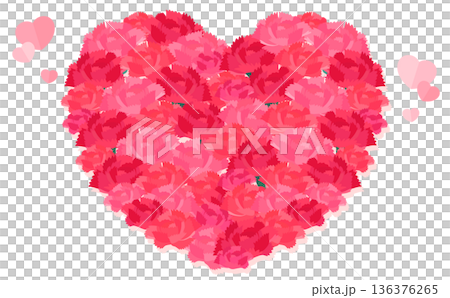 Mother's Day heart-shaped carnation transparent background_horizontal 136376265