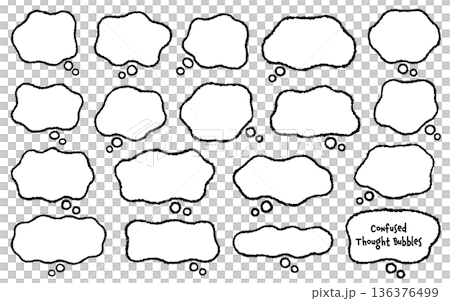 心の不安を表すもやもや吹き出し素材 136376499