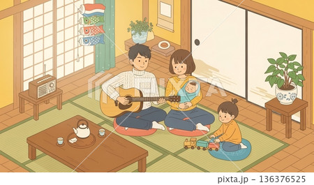 家族で奏でる和やかな時間 家族で奏でる和やかな時間 136376525
