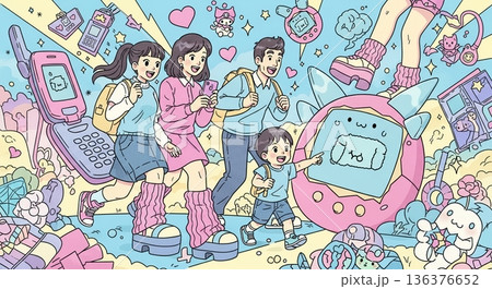 平成ファッション！ルーズソックス家族 136376652