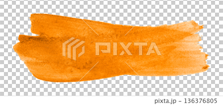 orange watercolor background. Artistic hand paint. Isolated on transparent background. 136376805