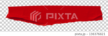 red crumpled torn tape isolated on transparent background. 136376821
