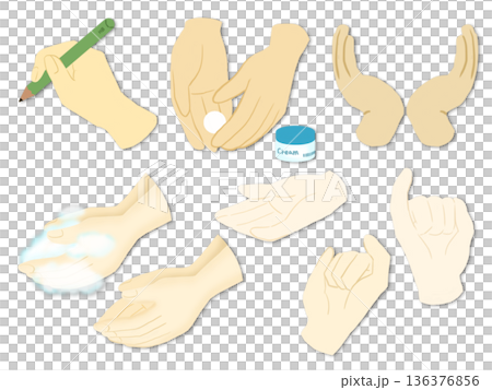 手部姿勢表情插畫集 136376856