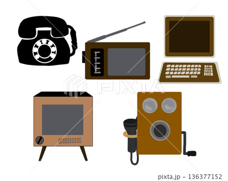 レトロなアイテムイラストセット 136377152