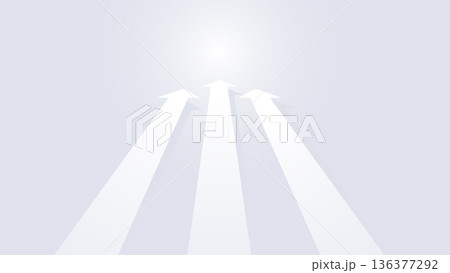 未来へ向かう三方向の矢印、クリーンなグレーの背景イラスト 136377292