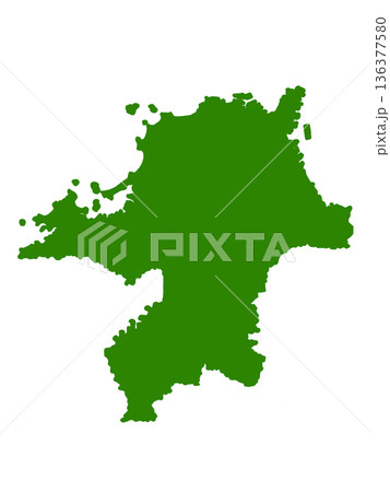 福岡県の地図（グリーン） 136377580