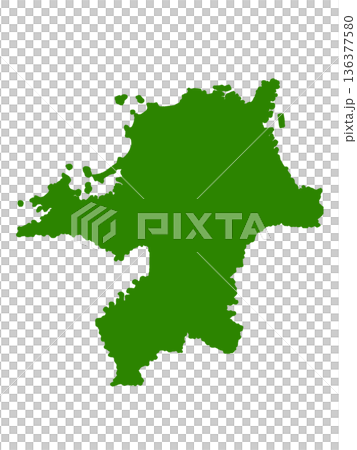 福岡県の地図（グリーン） 136377580