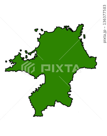 福岡県の地図（縁取りグリーン） 136377583