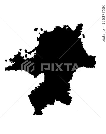 福岡県の地図(シルエット) 福岡県の地図(シルエット) 136377586