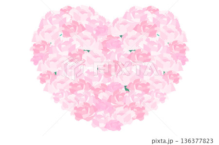 ハート型のピンク色のカーネーションイラスト 136377823