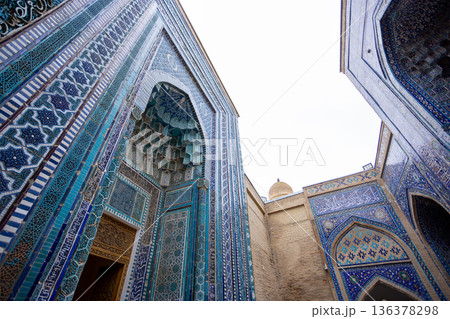 Tuman Aka, part of Shah-i-Zinda Necropolis in Samarkand, Uzbekistan as one of the islamic heritage 136378298