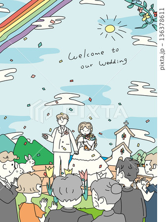 大勢で祝福ウェディング 136378611