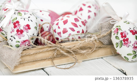 Easter eggs in wooden box 136378935