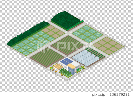郊區城市景觀插圖。等距視角城市。 郊區城市景觀插圖。等距視角城市。 136379251