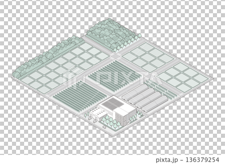 郊區城市景觀插圖。等距視角城市。 郊區城市景觀插圖。等距視角城市。 136379254