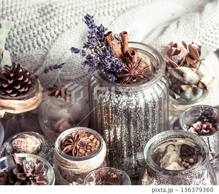 autumn composition in the interior 136379360