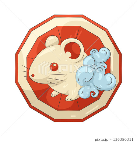 Illustration of Chinese zodiac rat 136380311