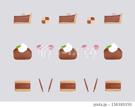 色々なチョコスイーツのイラストセット 136380350