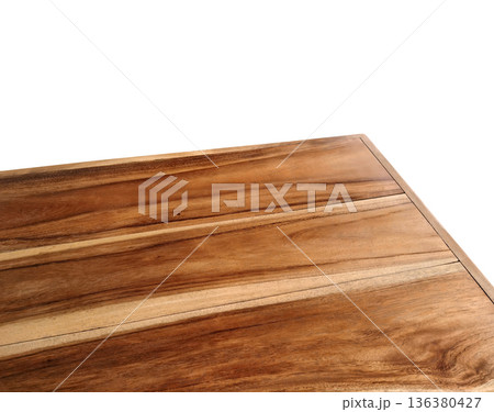 View of wood or wooden table top corner Isolated on white background View of wood or wooden table top corner Isolated on white background 136380427