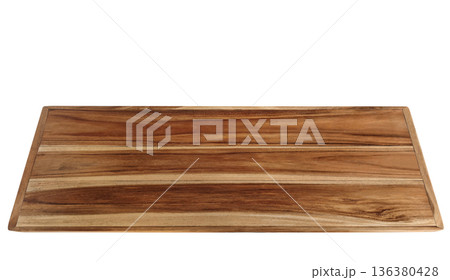 The top of the wooden table is separated from the white background, showcasing its natural texture. 136380428