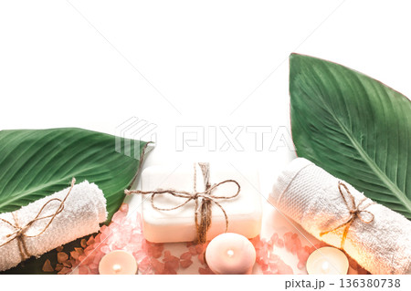 organic spa products on white background organic spa products on white background 136380738
