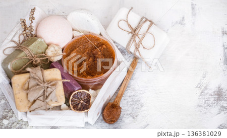 spa composition on a wooden background spa composition on a wooden background 136381029