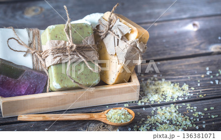 Spa still life on a wooden background Spa still life on a wooden background 136381071