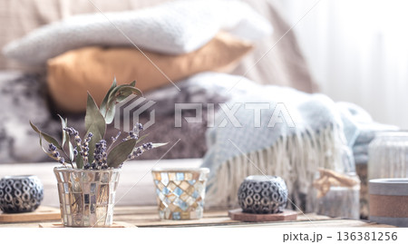 still life with home decor elements on the table still life with home decor elements on the table 136381256