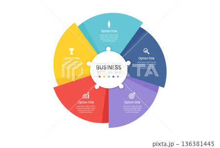 Infographic label design with circle jigsaw template design and 5 step options. flow chart presentations. Infographic label design with circle jigsaw template design and 5 step options. flow chart presentations. 136381445