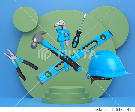 Abstract scene or podium for product showcase on monochrome background. 136382143