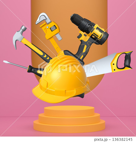 Abstract scene or podium for product showcase on monochrome background. 136382145