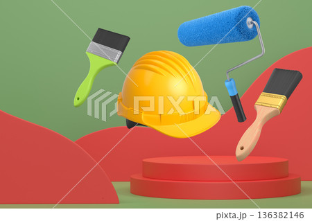 Abstract scene or podium for product showcase on monochrome background. 136382146