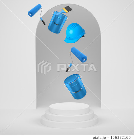 Abstract scene or podium for product showcase on monochrome background. Abstract scene or podium for product showcase on monochrome background. 136382160