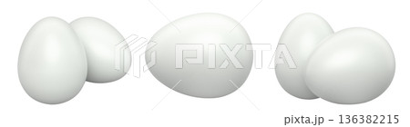 White eggs placed side by side isolated on white transparent background. White eggs placed side by side isolated on white transparent background. 136382215