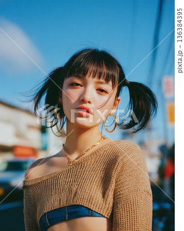 若い日本人女性のファッションポートレート 若い日本人女性のファッションポートレート 136384395
