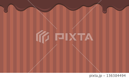 溶けたチョコレートとストライプの背景素材（バレンタイン・スイーツ） 136384494