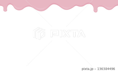 溶けたチョコレートが垂れるヘッダー・フレーム素材、ストロベリーピンク(バレンタイン) 溶けたチョコレートが垂れるヘッダー・フレーム素材、ストロベリーピンク(バレンタイン) 136384496