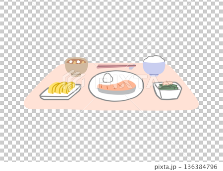 健康的な和食の朝食イラスト素材 136384796