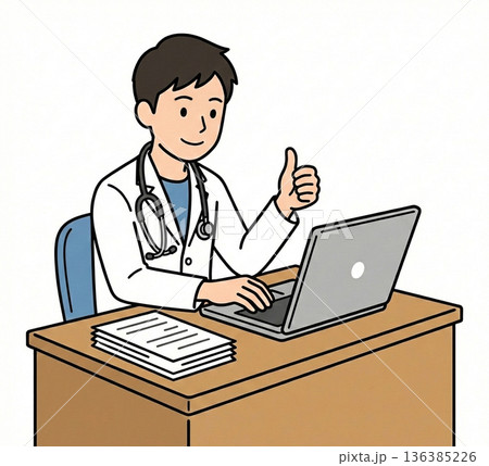 オンライン診療する若い男性ドクター 136385226