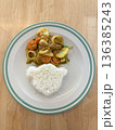 Thai Stir-Fried Squid with Curry Powder and Cute Bear Shaped Rice 136385243