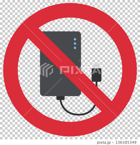 モバイルバッテリー使用禁止のフラットアイコン 136385349