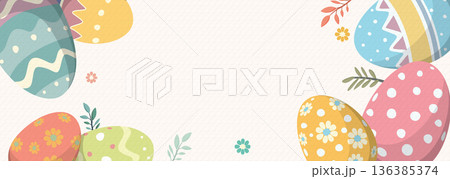 Happy Easter banner pastel hand drawn style with bond paper texture have blank space. Happy Easter banner pastel hand drawn style with bond paper texture have blank space. 136385374