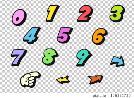 アメコミ風数字セット(カラー) アメコミ風数字セット(カラー) 136385730