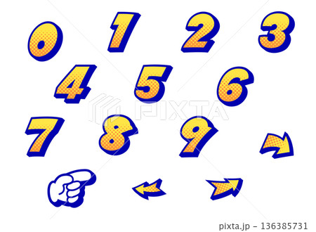アメコミ風数字セット（アミ点グラデーション） 136385731